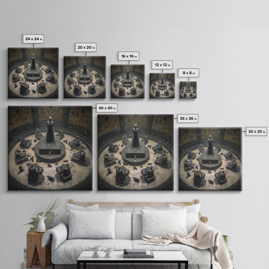 The Forgotten Crypt, Dark Symbolist Art, Square Wall Art, Macabre Wall Art, Canvas Print, Halloween Wall Art, Horror Wall Art