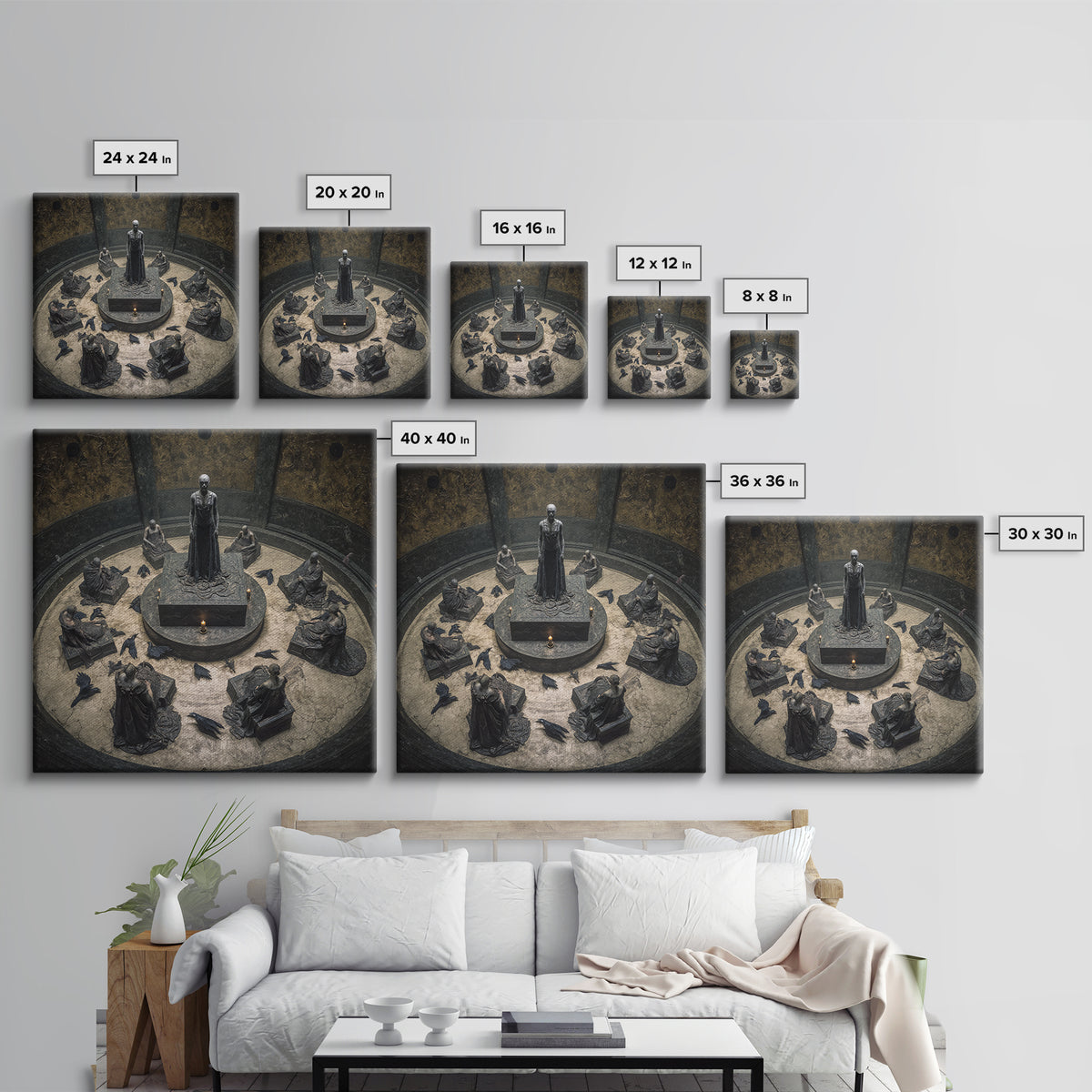 The Forgotten Crypt, Dark Symbolist Art, Square Wall Art, Macabre Wall Art, Canvas Print, Halloween Wall Art, Horror Wall Art