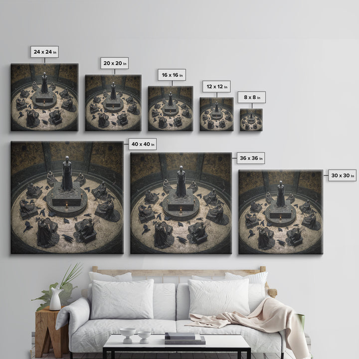 The Forgotten Crypt, Dark Symbolist Art, Square Wall Art, Macabre Wall Art, Canvas Print, Halloween Wall Art, Horror Wall Art