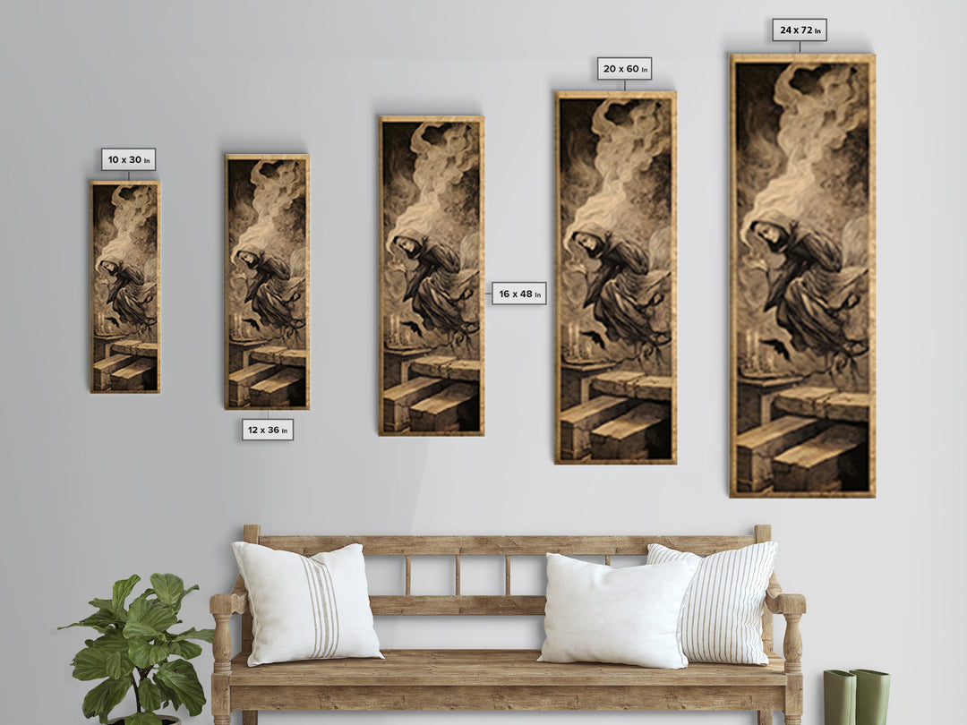 The Forgotten Crypt, Expressionist Gothic Art, Tall Narrow Wall Art, Macabre Wall Art, Canvas Print, Halloween Wall Art, Gothic Home Decor
