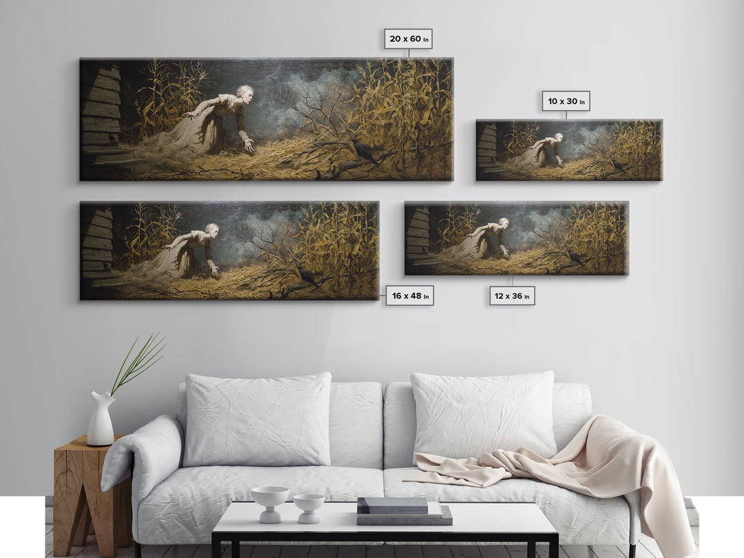 The Possessed Farmhouse, Gothic Nightmare Art, Extra Wide Wall Art, Dark Halloween Decor, Canvas Print, Halloween Wall Art