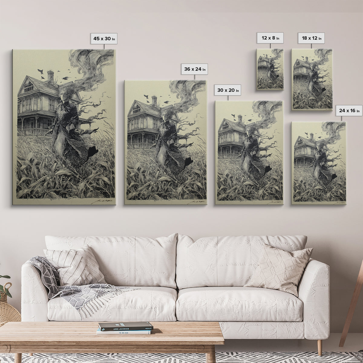 The Possessed Farmhouse, Victorian Macabre Art, Vertical Wall Art, Dark Fantasy Wall Art, Canvas Print, Halloween Wall Art