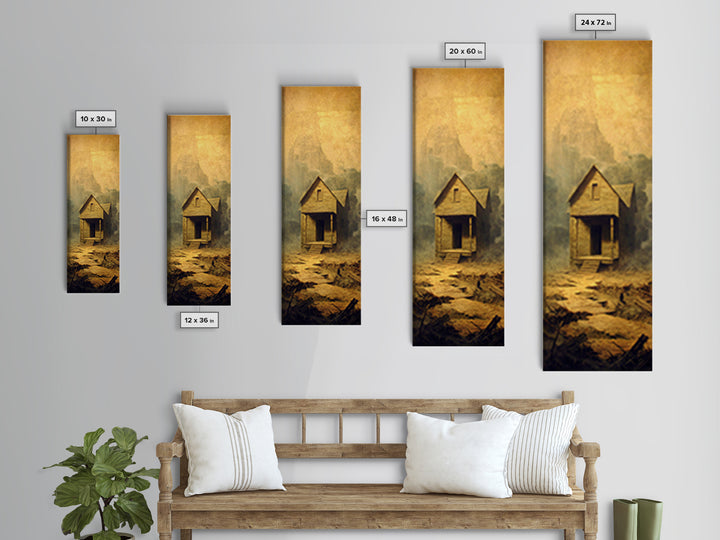 The Possessed Farmhouse, Surreal Apocalyptic Art, Tall Narrow Wall Art, Gothic Horror Wall Art, Canvas Print, Halloween Wall Art
