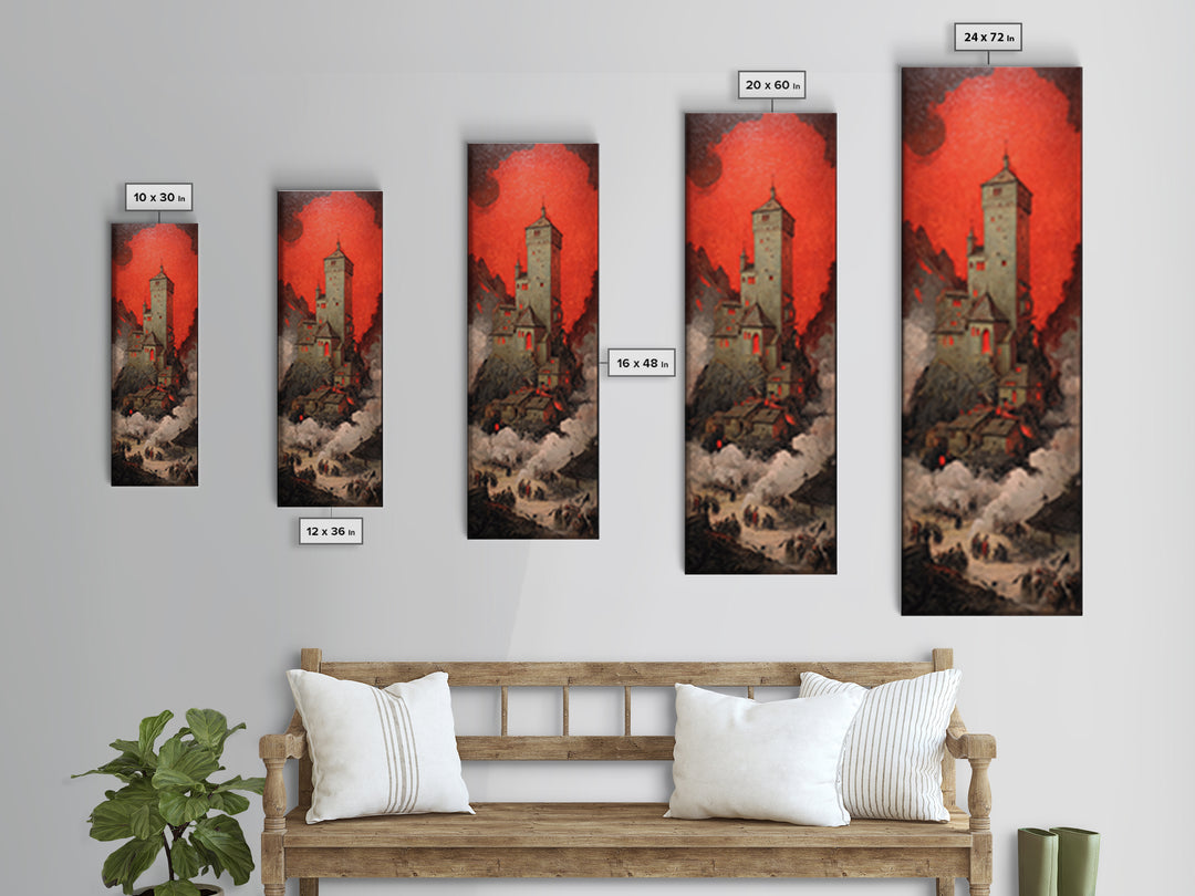 The Vampire Castle, Dark Renaissance Art, Tall Narrow Wall Art, Gothic Horror Wall Art, Framed Canvas Print, Halloween Wall Art
