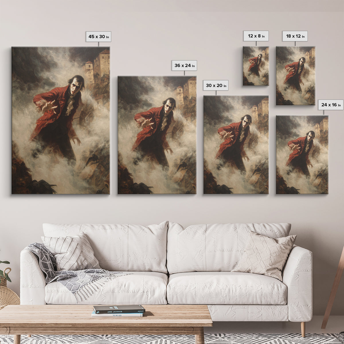 The Vampire Castle, Dark Romantic Horror Art, Vertical Wall Art, Macabre Wall Art, Canvas Print, Halloween Wall Art, Seasonal Home Decor