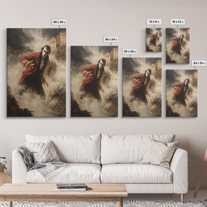 The Vampire Castle, Dark Romantic Horror Art, Vertical Wall Art, Macabre Wall Art, Canvas Print, Halloween Wall Art, Seasonal Home Decor