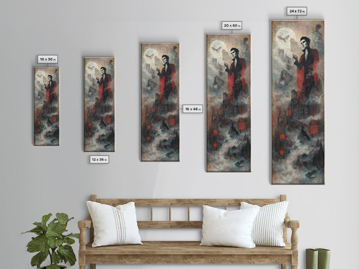The Vampire Castle, Symbolist Dream Art, Tall Narrow Wall Art, Macabre Wall Art, Canvas Print, Halloween Wall Art, Dark Fantasy Art