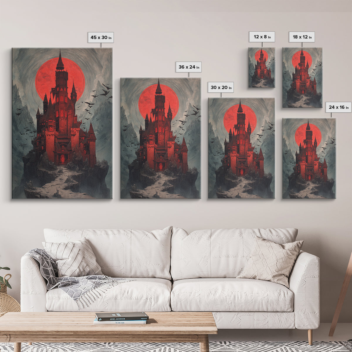 The Vampire Castle, Decadent Gothic Art, Vertical Wall Art, Dark Fantasy Wall Art, Framed Canvas Print, Halloween Wall Art