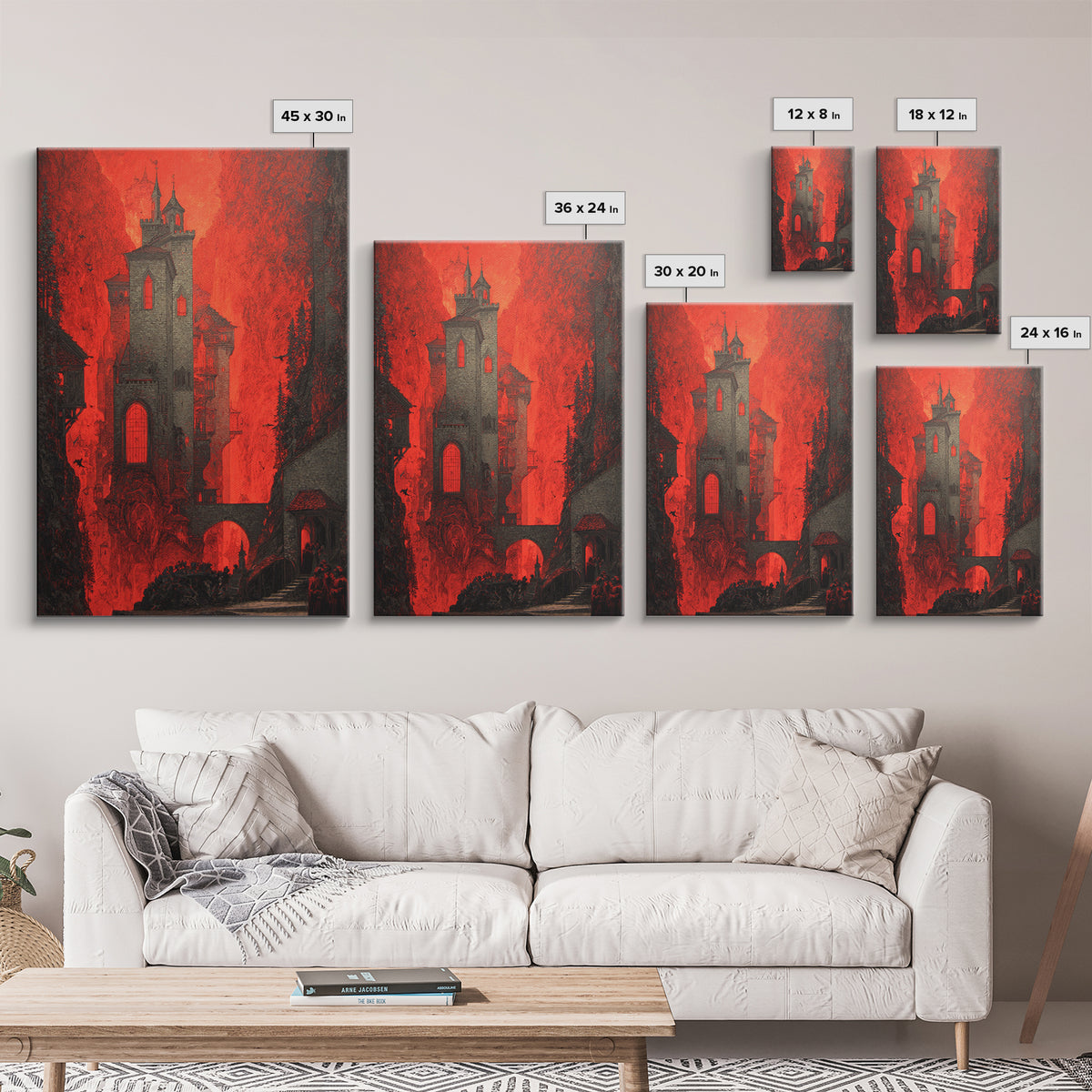 The Vampire Castle, Dark Symbolist Art, Vertical Wall Art, Dark Halloween Decor, Canvas Print, Halloween Wall Art, Horror Wall Art