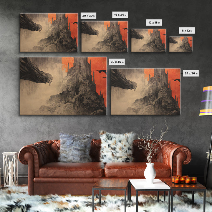 The Vampire Castle, Expressionist Nightmare Art, Landscape Wall Art, Gothic Horror Wall Art, Canvas Print, Halloween Wall Art