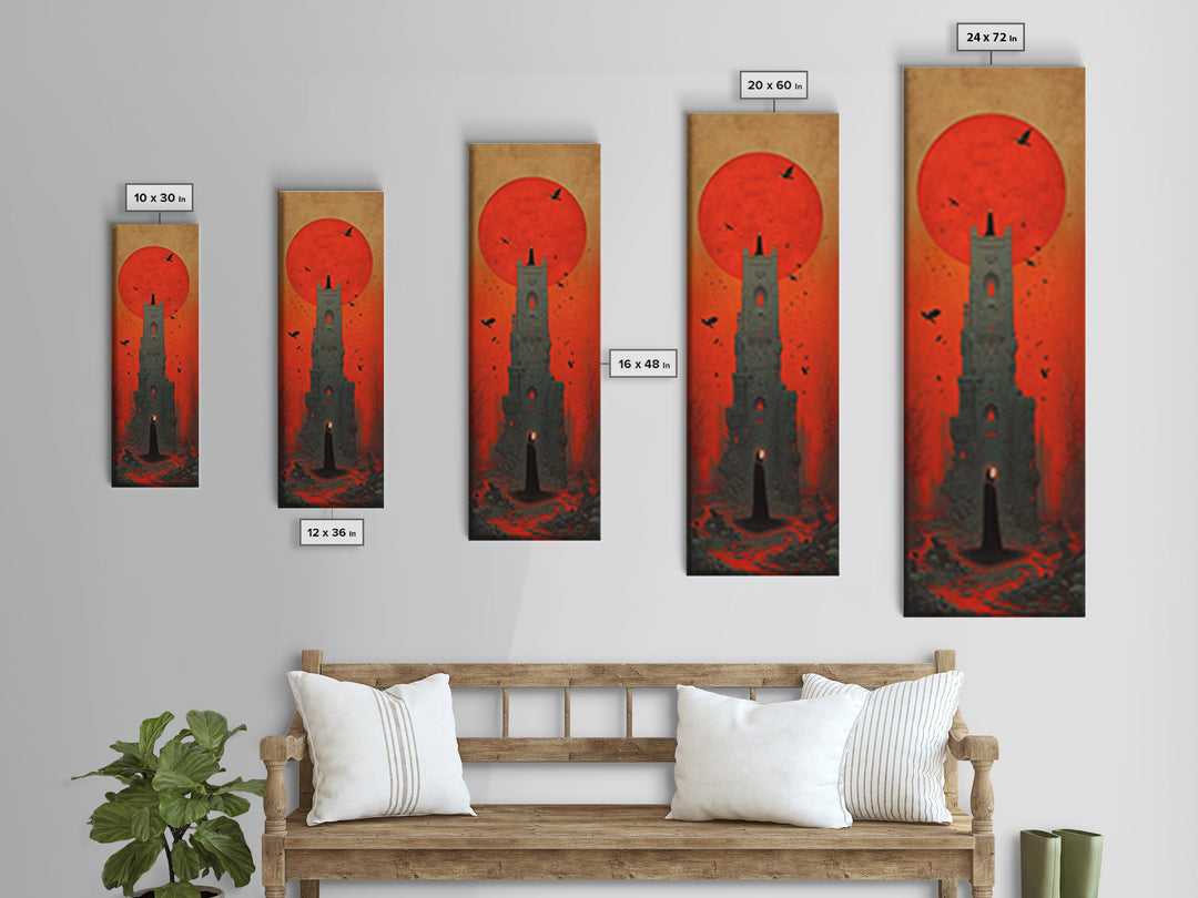The Vampire Castle, Surreal Apocalyptic Art, Tall Narrow Wall Art, Dark Fantasy Wall Art, Canvas Print, Halloween Wall Art