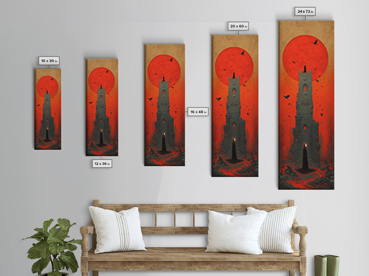 The Vampire Castle, Surreal Apocalyptic Art, Tall Narrow Wall Art, Dark Fantasy Wall Art, Canvas Print, Halloween Wall Art