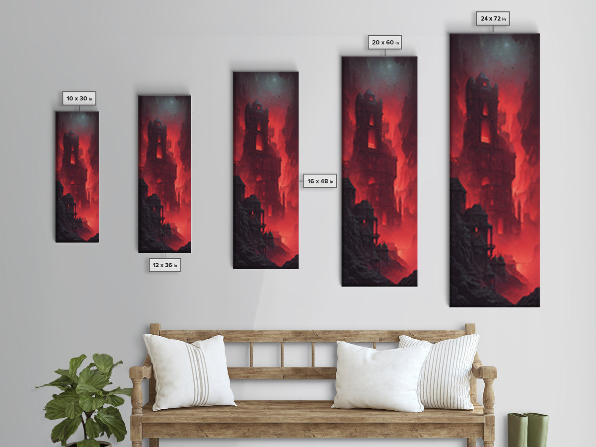The Vampire Castle, Biomechanical Horror Art, Tall Narrow Wall Art, Gothic Horror Wall Art, Framed Canvas Print, Halloween Wall Art