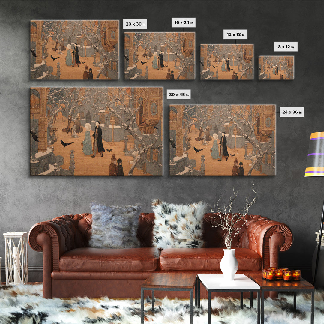 The Ghost Town Main Street, Symbolist Death Art, Landscape Wall Art, Macabre Wall Art, Canvas Print, Halloween Wall Art