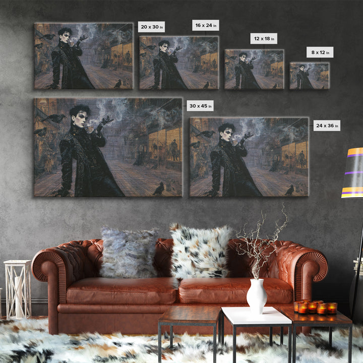 The Ghost Town Main Street, Dark Symbolist Art, Landscape Wall Art, Gothic Horror Wall Art, Framed Canvas Print