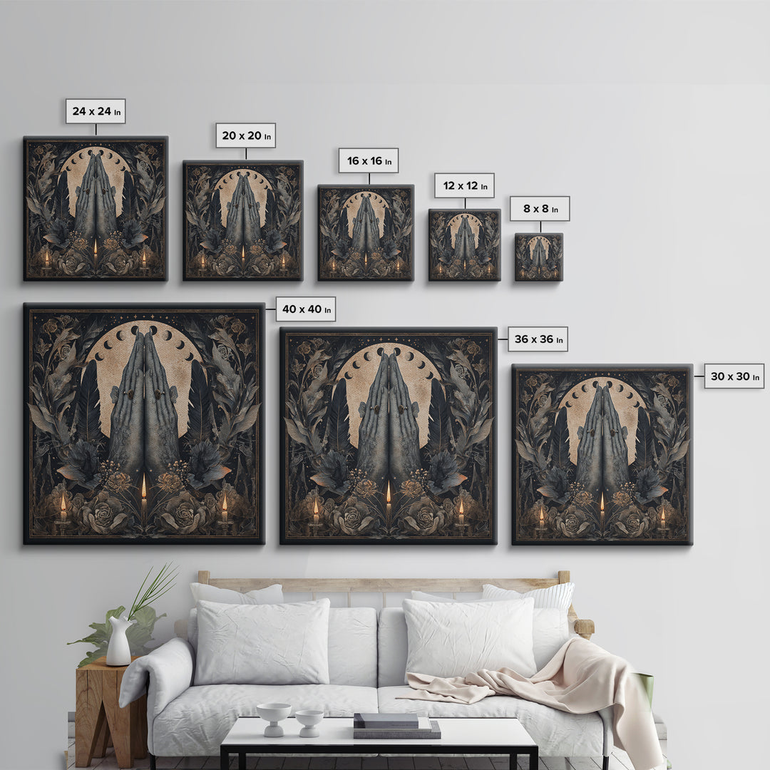 Occult Celestial Hands Canvas Print, Dark Art, Painting, Living Room Decor, Fine Art, Nocturne, Gothic Wall Art, Moody Wall Art, DAR-1x1-20