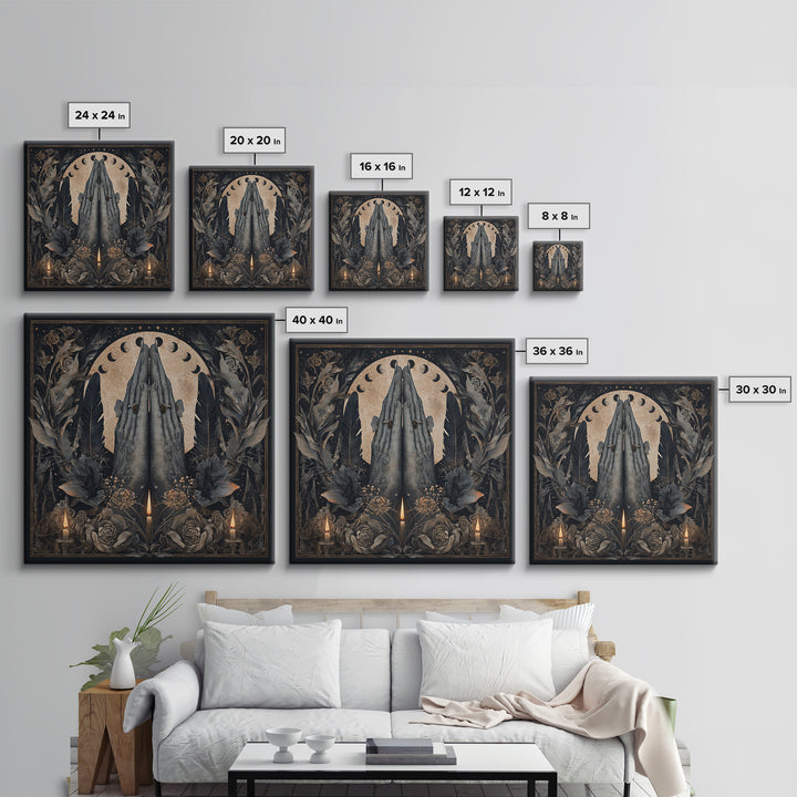 Occult Celestial Hands Canvas Print, Dark Art, Painting, Living Room Decor, Fine Art, Nocturne, Gothic Wall Art, Moody Wall Art, DAR-1x1-20
