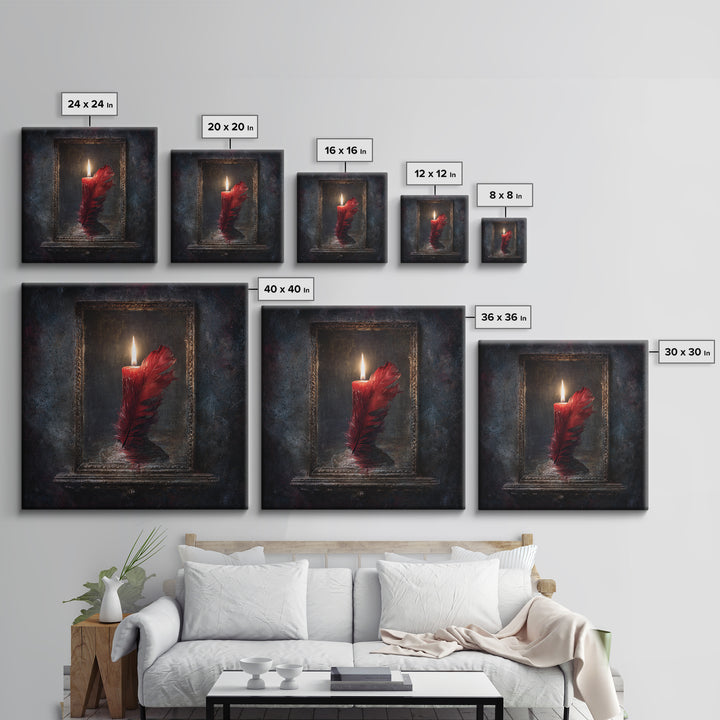 Candle Flame Reflecting Framed Canvas Print, Dark Art, Halloween Decoration, Living Room Decor, Abstract Art, Nocturne, DAR-1x1-72