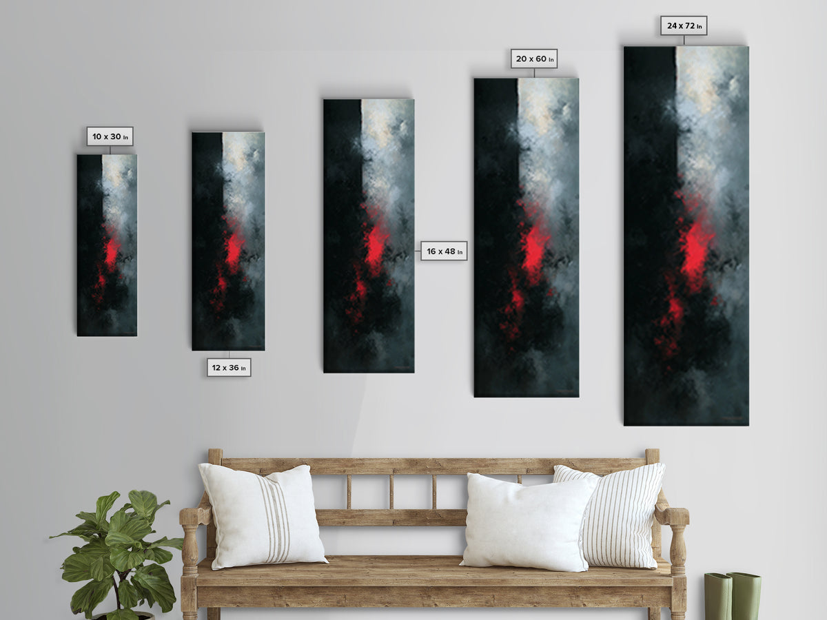 Deep Charcoal Abstract Canvas Print, Dark Art, Gothic Wall Art, Living Room Decor, Nocturne, Spooky Decor, Gallery Decor, DAR-1x3-33