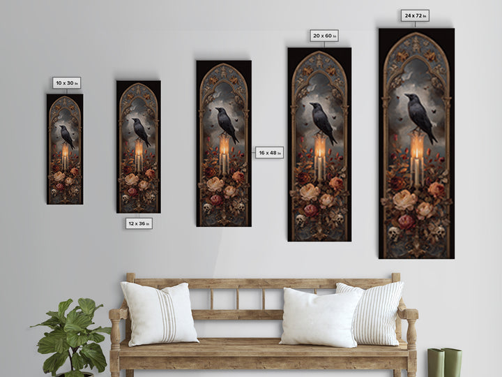 Candle Flame Reflecting Framed Canvas Print, Dark Art, Print, Living Room Decor, Nocturne, Moody Wall Art, Halloween Art, DAR-1x3-36