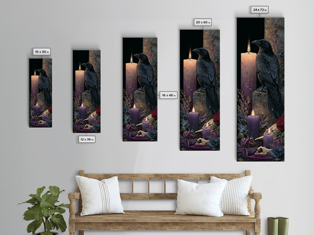 Witchy Still Life of Herbs Candles and Framed Canvas Print, Dark Art, Living Room Decor, Fine Art, Nocturne, Luxury Decor, DAR-1x3-92