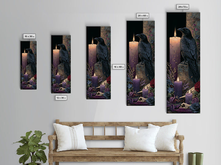 Witchy Still Life of Herbs Candles and Framed Canvas Print, Dark Art, Living Room Decor, Fine Art, Nocturne, Luxury Decor, DAR-1x3-92