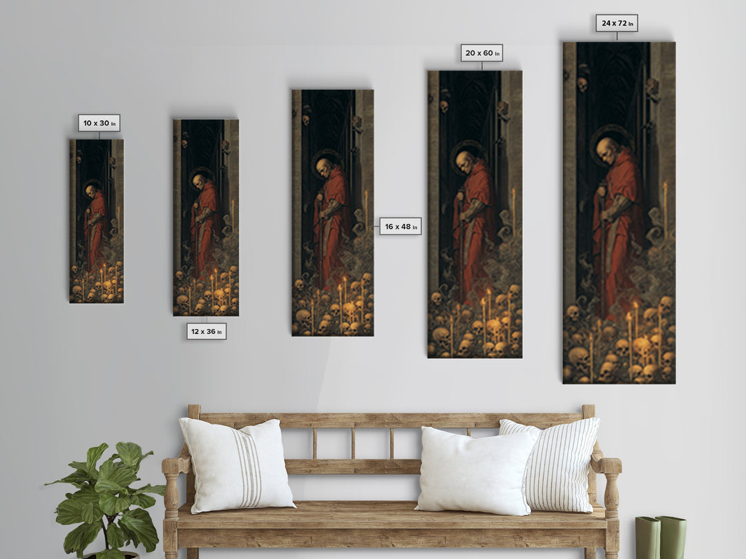 The Endless Catacombs, Dark Renaissance Art, Tall Narrow Wall Art, Macabre Wall Art, Canvas Print, Halloween Wall Art