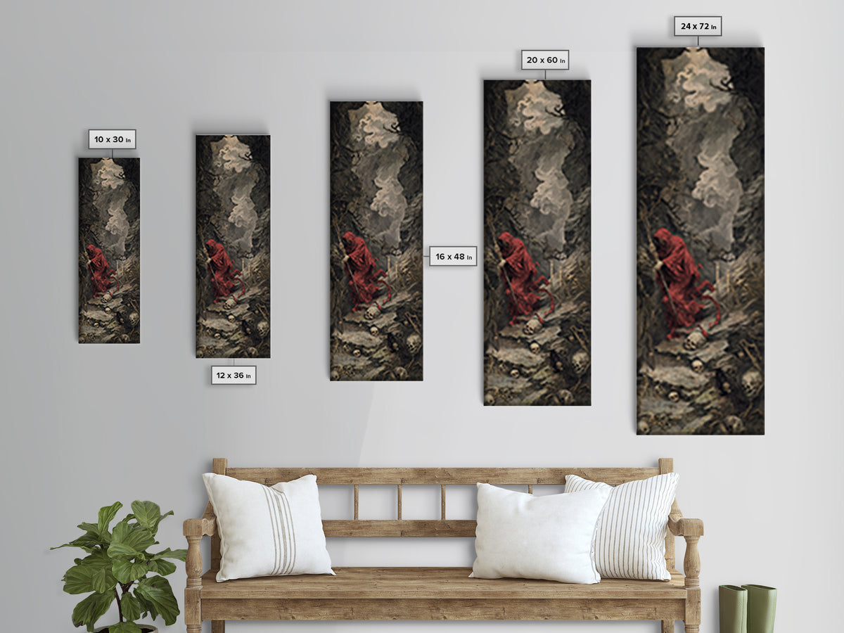 The Endless Catacombs, Baroque Witchcraft Art, Tall Narrow Wall Art, Dark Fantasy Wall Art, Framed Canvas Print, Halloween Wall Art