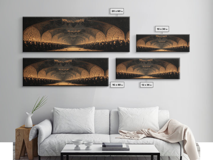 The Endless Catacombs, Dark Romantic Horror Art, Extra Wide Wall Art, Gothic Horror Wall Art, Framed Canvas Print, Halloween Wall Art