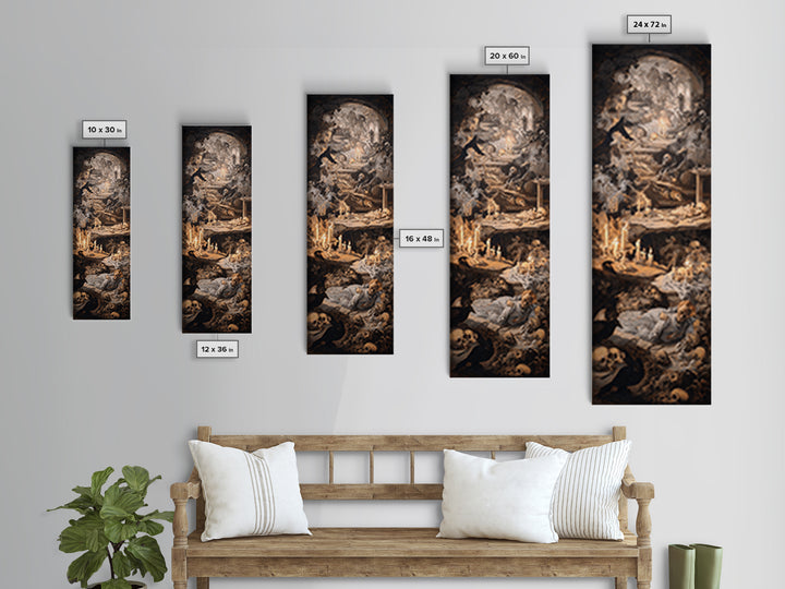 The Endless Catacombs, Gothic Nightmare Art, Tall Narrow Wall Art, Dark Halloween Decor, Framed Canvas Print, Halloween Wall Art