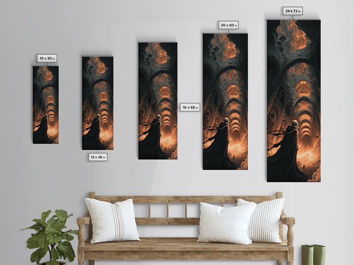The Endless Catacombs, Apocalyptic Romantic Art, Tall Narrow Wall Art, Macabre Wall Art, Canvas Print, Halloween Wall Art, Halloween Decor
