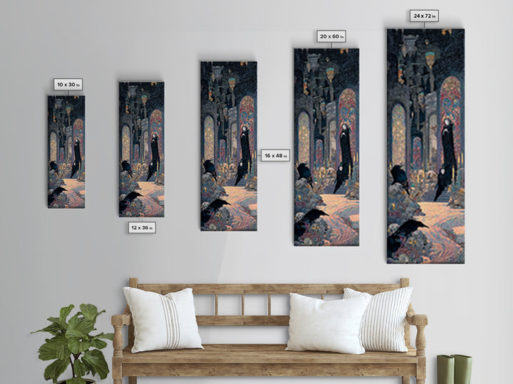 The Endless Catacombs, Stained Glass Gothic Art, Tall Narrow Wall Art, Dark Halloween Decor, Canvas Print, Halloween Wall Art