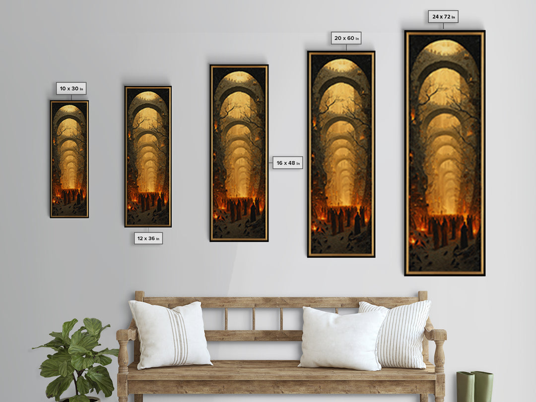 The Endless Catacombs, Surreal Apocalyptic Art, Tall Narrow Wall Art, Dark Fantasy Wall Art, Canvas Print, Halloween Wall Art