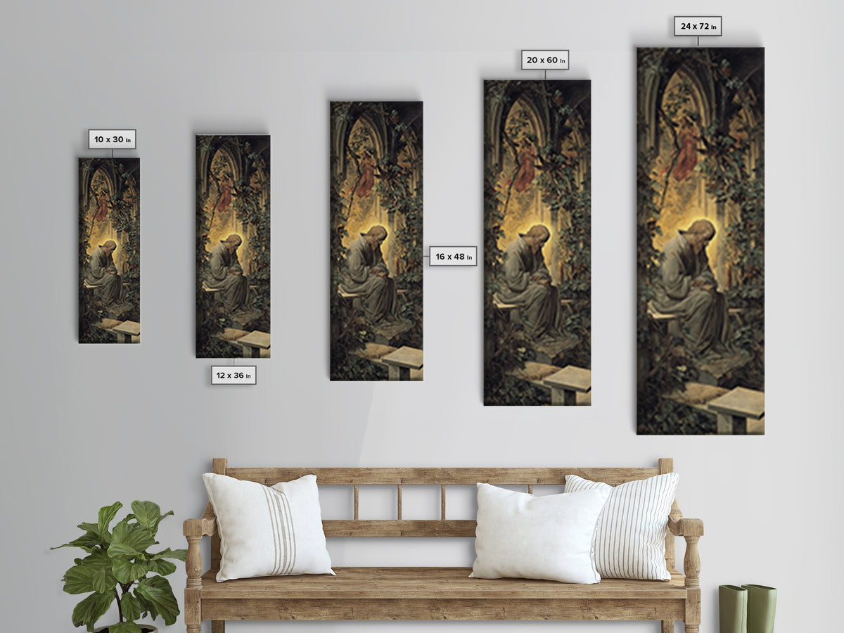 The Overgrown Chapel, Dark Renaissance Art, Tall Narrow Wall Art, Gothic Horror Wall Art, Framed Canvas Print, Halloween Wall Art