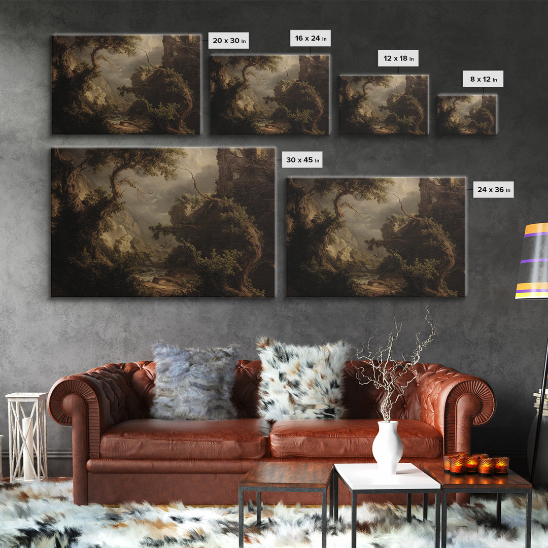The Overgrown Chapel, Baroque Witchcraft Art, Landscape Wall Art, Dark Halloween Decor, Canvas Print, Halloween Wall Art