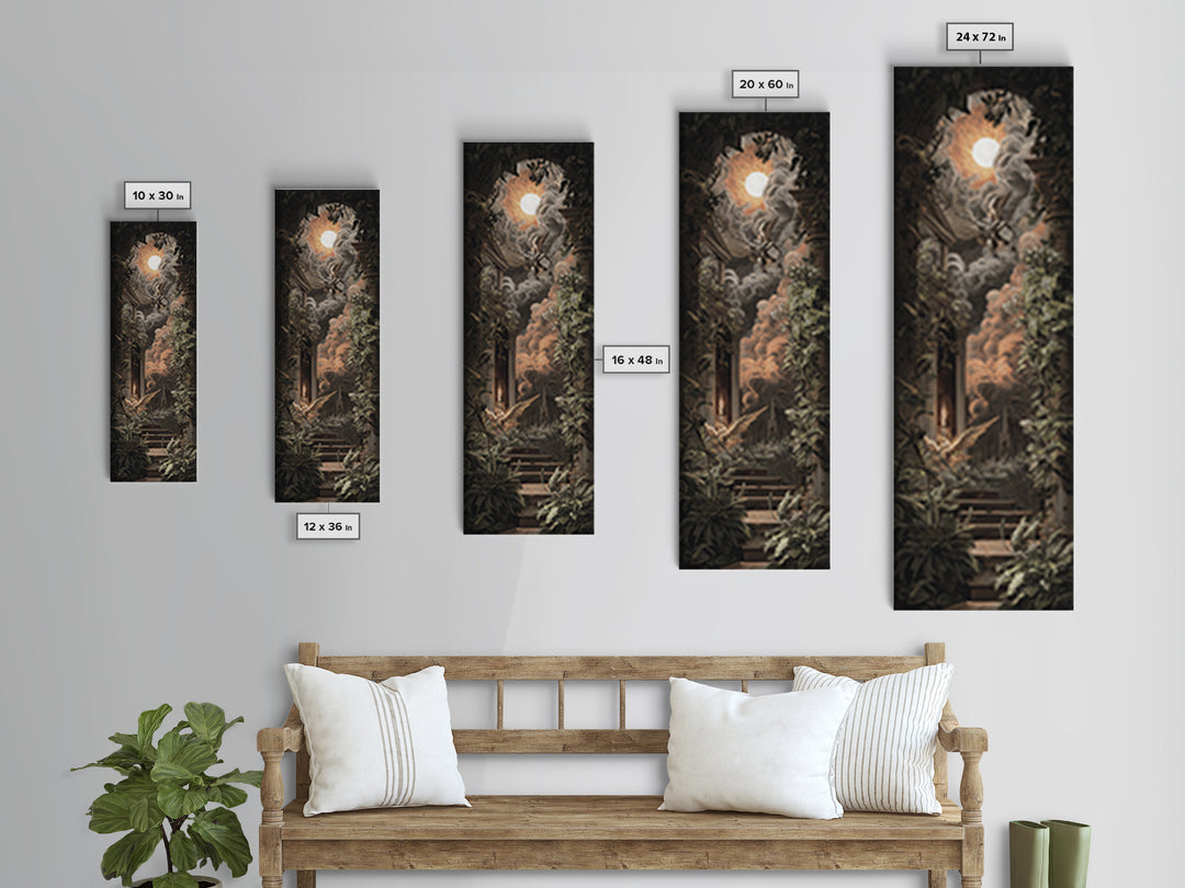 The Overgrown Chapel, Visionary Gothic Art, Tall Narrow Wall Art, Gothic Horror Wall Art, Framed Canvas Print, Halloween Wall Art