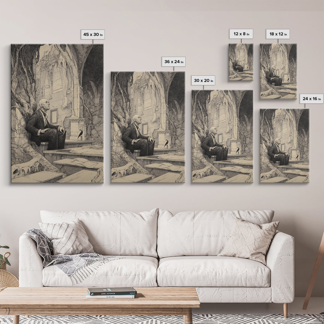 The Overgrown Chapel, Victorian Macabre Art, Vertical Wall Art, Dark Halloween Decor, Canvas Print, Halloween Wall Art, Horror Wall Art