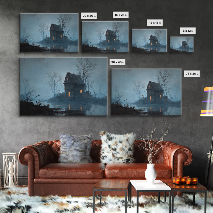 The Foggy Swamp Shack, Romantic Gothic Landscape, Landscape Wall Art, Gothic Horror Wall Art, Canvas Print, Halloween Wall Art