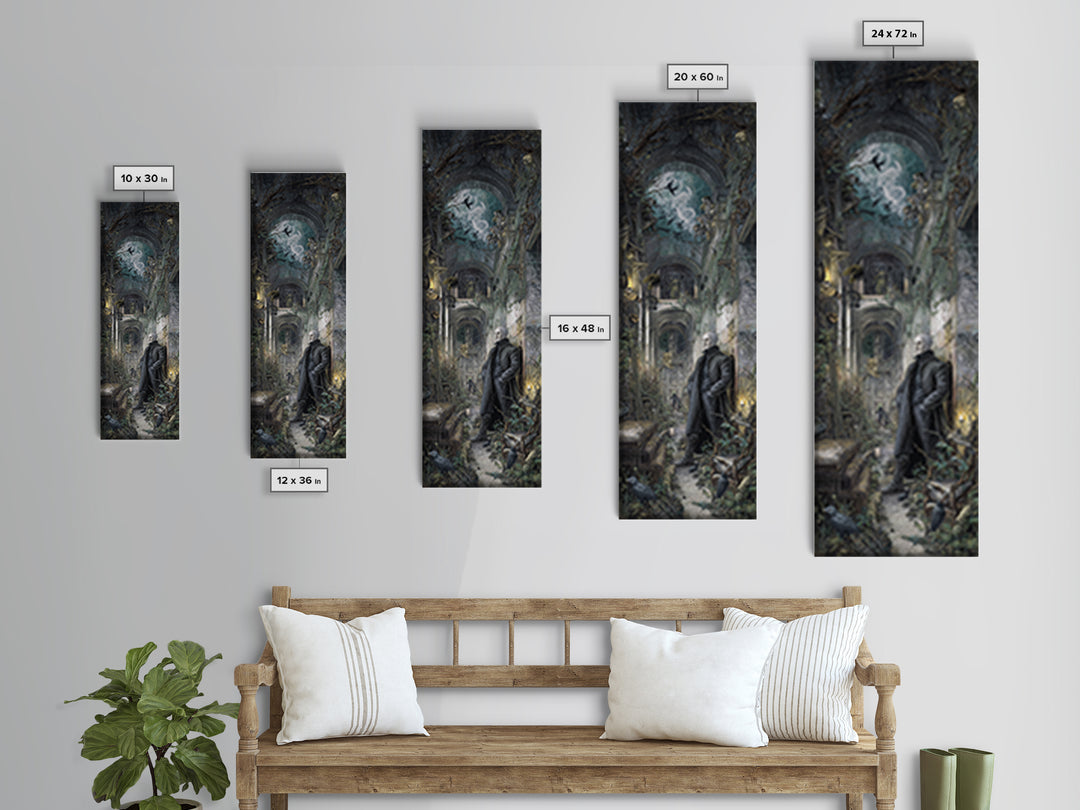 The Derelict Asylum, Medieval Grotesque Art, Tall Narrow Wall Art, Dark Halloween Decor, Canvas Print, Halloween Wall Art