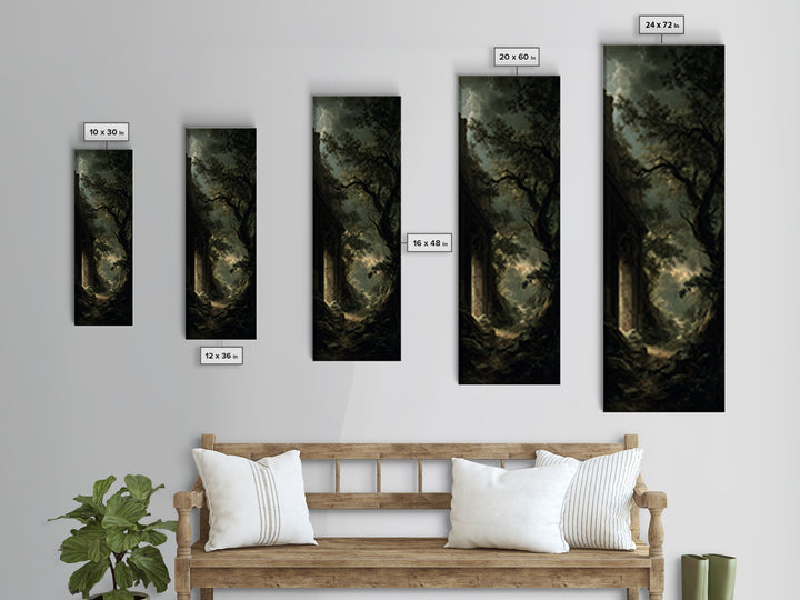 The Derelict Asylum, Baroque Witchcraft Art, Tall Narrow Wall Art, Dark Halloween Decor, Framed Canvas Print, Halloween Wall Art