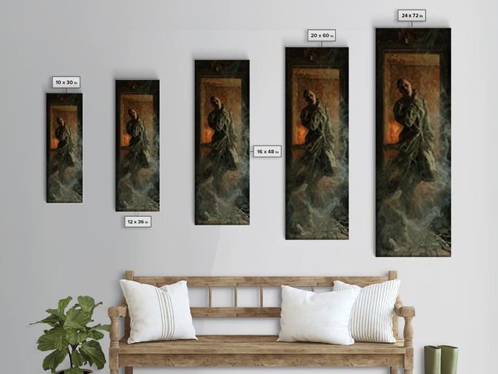 The Derelict Asylum, Visionary Gothic Art, Tall Narrow Wall Art, Dark Fantasy Wall Art, Framed Canvas Print, Halloween Wall Art