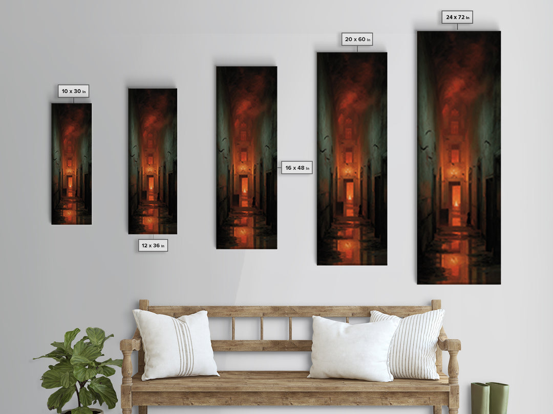 The Derelict Asylum, Apocalyptic Romantic Art, Tall Narrow Wall Art, Dark Halloween Decor, Framed Canvas Print, Halloween Wall Art