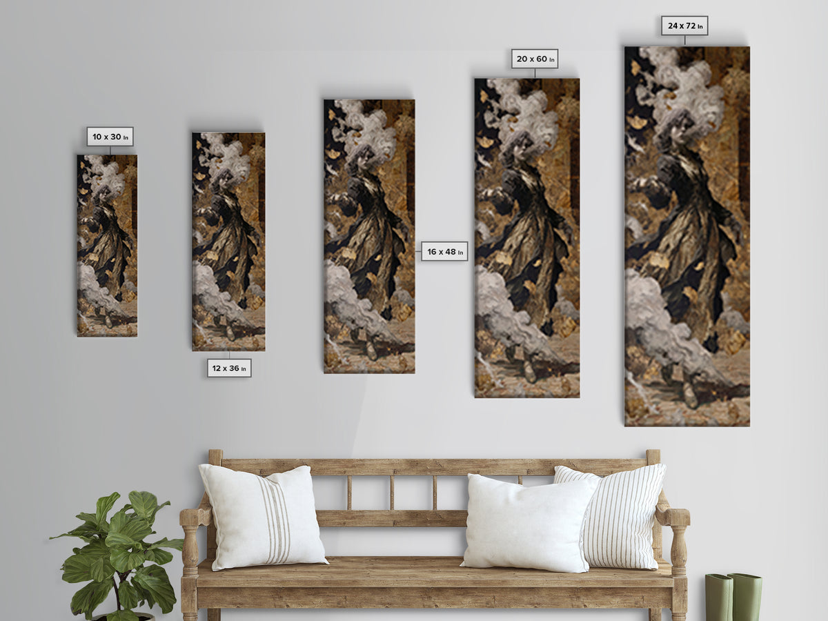 The Derelict Asylum, Ornate Symbolist Art, Tall Narrow Wall Art, Dark Fantasy Wall Art, Framed Canvas Print, Halloween Wall Art