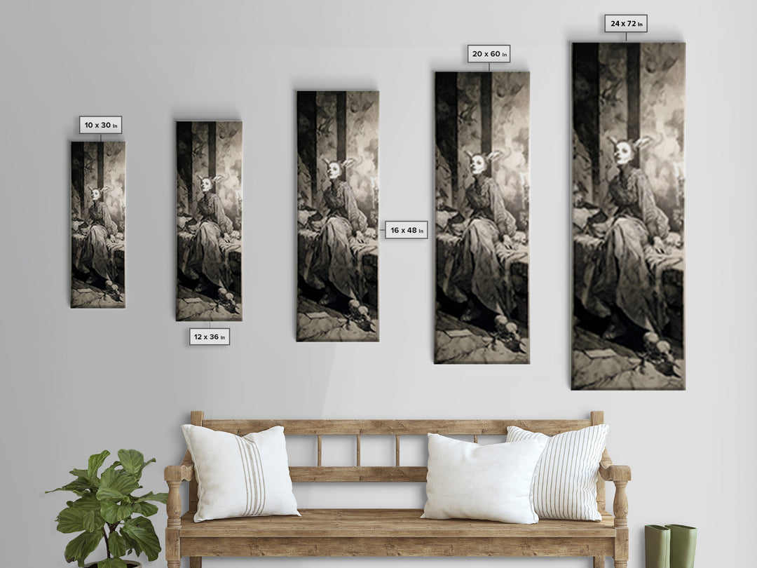 The Derelict Asylum, Decadent Gothic Art, Tall Narrow Wall Art, Dark Fantasy Wall Art, Framed Canvas Print, Halloween Wall Art