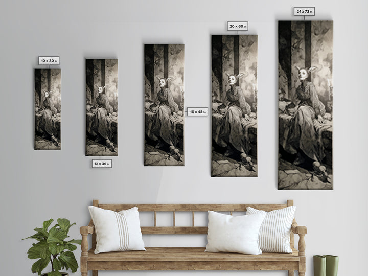 The Derelict Asylum, Decadent Gothic Art, Tall Narrow Wall Art, Dark Fantasy Wall Art, Framed Canvas Print, Halloween Wall Art
