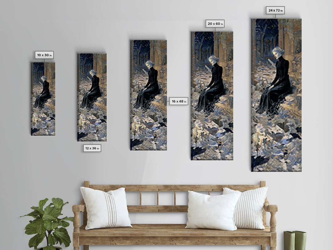 The Derelict Asylum, Symbolist Death Art, Tall Narrow Wall Art, Dark Fantasy Wall Art, Framed Canvas Print, Halloween Wall Art