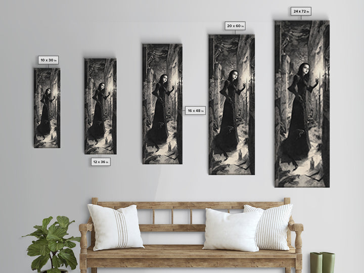 The Derelict Asylum, Expressionist Nightmare Art, Tall Narrow Wall Art, Dark Fantasy Wall Art, Framed Canvas Print, Halloween Wall Art