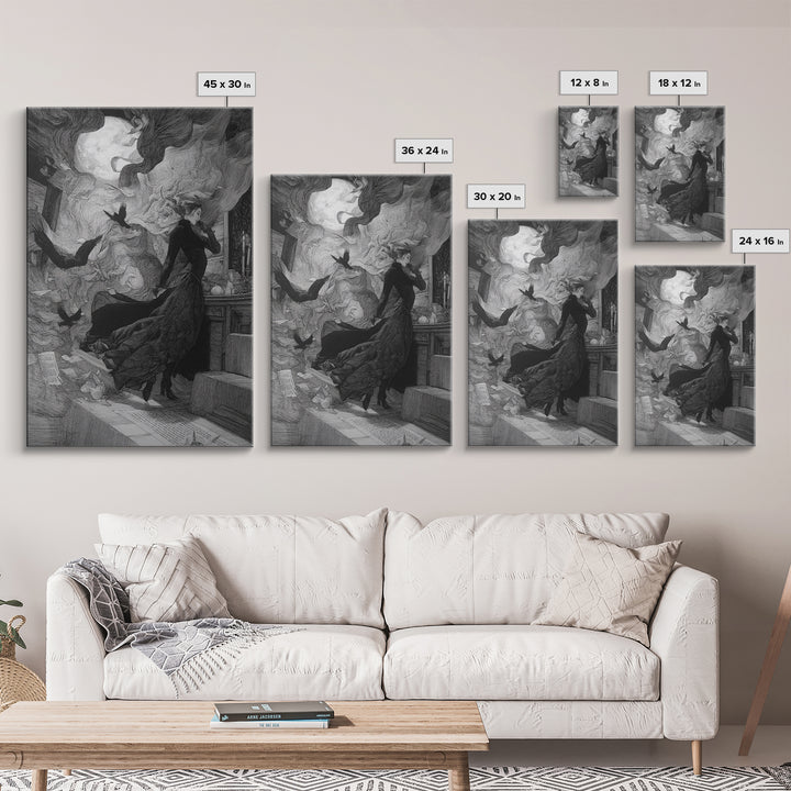 The Derelict Asylum, Victorian Macabre Art, Vertical Wall Art, Dark Halloween Decor, Framed Canvas Print, Halloween Wall Art