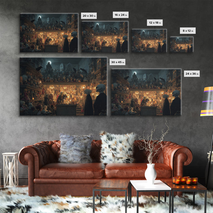 The Midnight Antique Shop, Romantic Gothic Landscape, Landscape Wall Art, Macabre Wall Art, Canvas Print, Halloween Wall Art