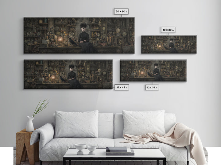 The Midnight Antique Shop, Symbolist Dream Art, Extra Wide Wall Art, Dark Fantasy Wall Art, Framed Canvas Print, Halloween Wall Art
